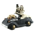 thumbnail image 1 of 8 in. Pre-Lit Halloween Figurine, Black, White, Skeleton Bride and Groom, Black Car, 1 of 4