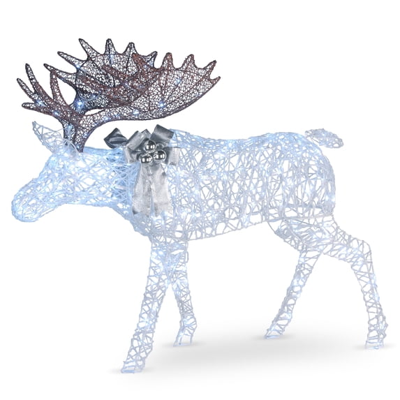 National Tree Company 50 in. Pre-Lit Moose, Red and Cool White Lights, LED, Twinkling, Indoor or Outdoor Use.