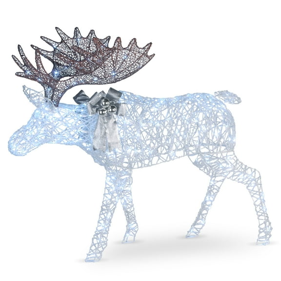 National Tree Company 50 in. Pre-Lit Moose, Red and Cool White Lights, LED, Twinkling, Indoor or Outdoor Use.