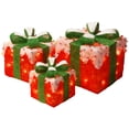 thumbnail image 1 of National Tree Company Pre-Lit Red and White Gift Boxes, Set of Three, White Lights, Christmas Collection, 1 of 5