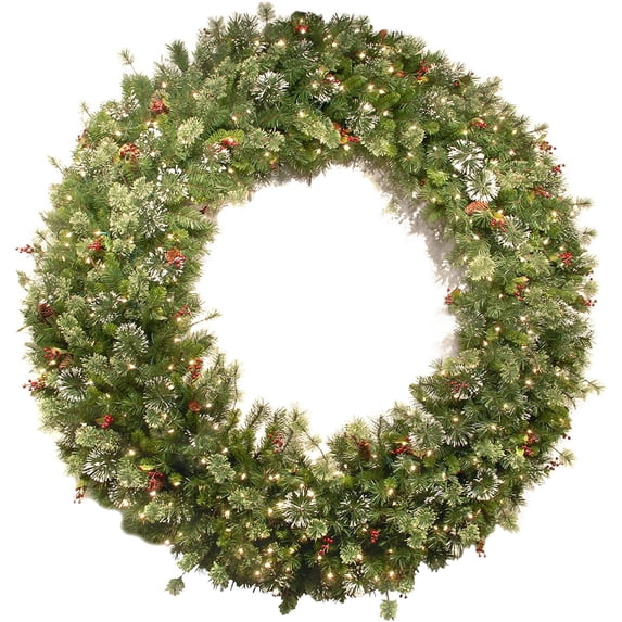 National Tree Company Wintry Pine 72-Inch Prelit Holiday Wreath, Berries, Pinecones
