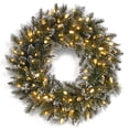 thumbnail image 1 of National Tree GB1-319-30W 30 inch Glittery Bristle Pine Wreath with 100 Soft White C7 LED Lights, 1 of 2
