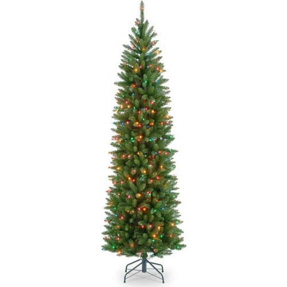 National Tree Pre-Lit 7.5' Kingswood Fir Pencil, Multi-Colored Lights