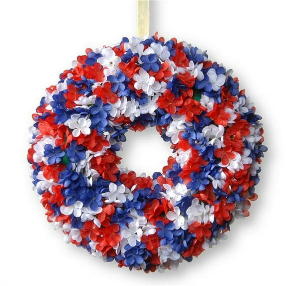 National Tree RAP-528414W-1 14 in. Patriotic Hydrangea Wreath