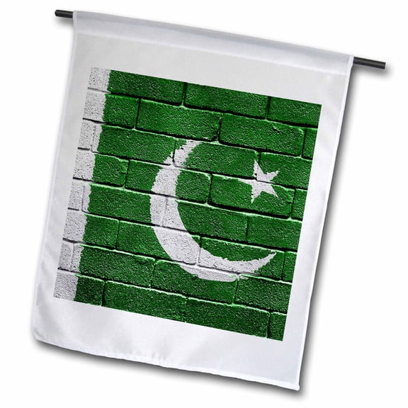 3dRose, National flag of Pakistan painted onto a brick wall Pakistani, 12 x 18 inch Garden Flag