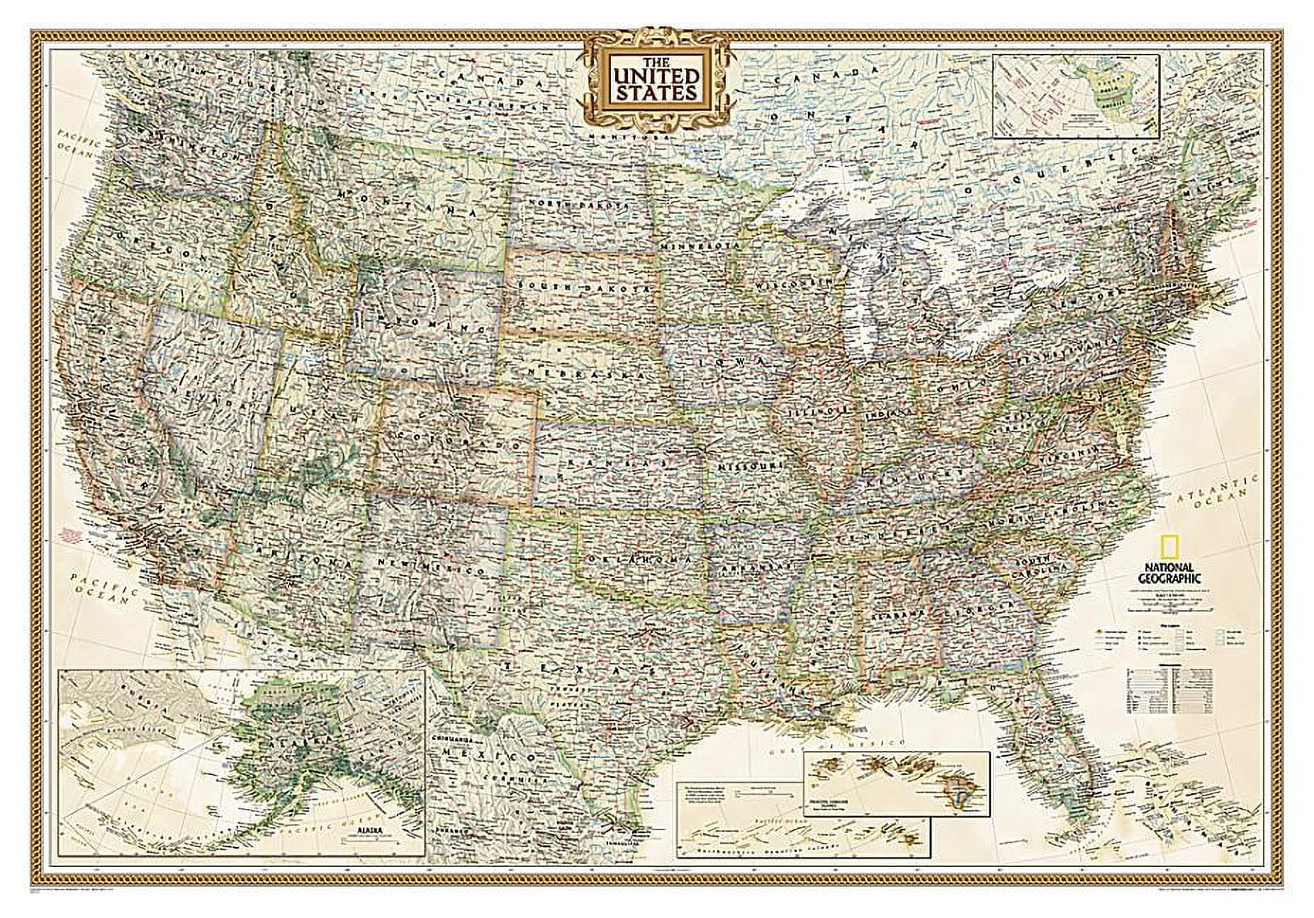 National Geographic Laminated United States Wall Map