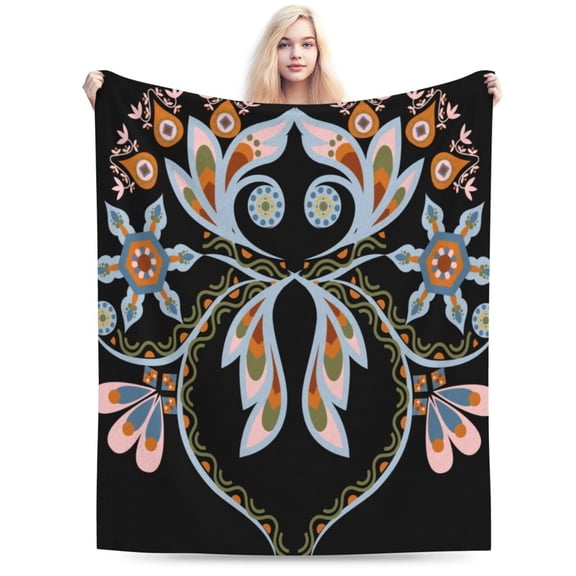 National style, border pattern, geometric abstraction, dazzling color Blanket Flannel Bed Blanket air conditioning 50x40