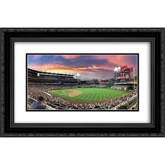 Nationals Park 2x Matted 24x14 Black Ornate Framed Art Print from the Stadium Series