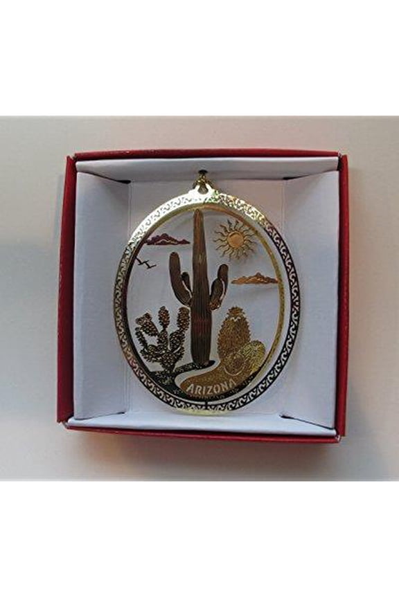 Arizona Cactus Brass Keepsake Ornament