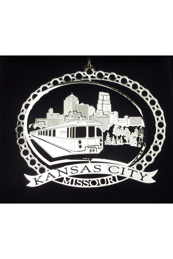 Kansas City Missouri Brass Christmas Ornament Souvenir, 2.5" x 3"