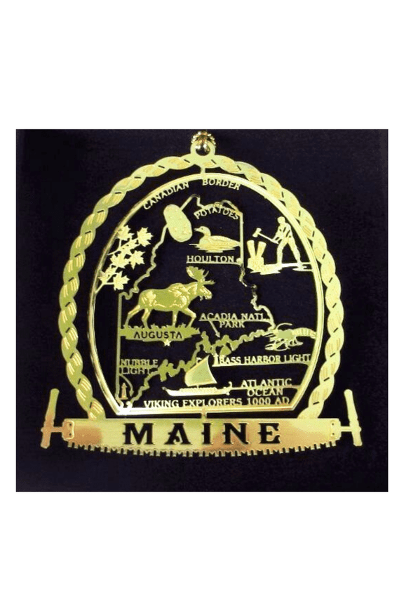 Maine State Landmarks Brass Keepsake Ornament