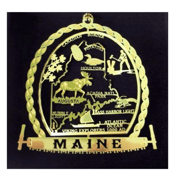Nations Treasures Maine State Landmarks Brass Keepsake Ornament