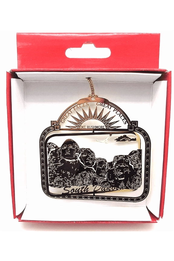 Mount Rushmore Brass Ornament, Christmas, New, 3" x 2.5"