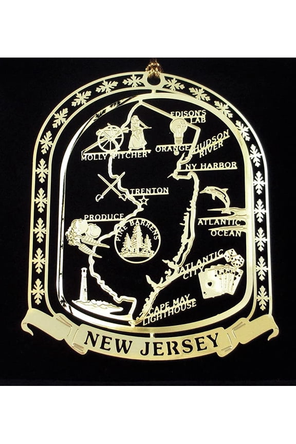 New Jersey State Landmarks Ornament, Collectible, 2.75" x 2.25"