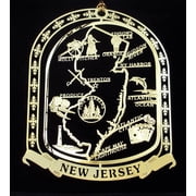 New Jersey State Brass Christmas ORNAMENT Souvenir Gift Atlantic City Cape May Trenton +