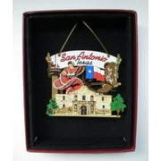 Nations Treasures San Antonio Texas 2D Colored Brass Ornament