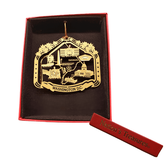 Nations Treasures Washington D.C. Brass Christmas Keepsake Ornament, 2.5" x 2.75"