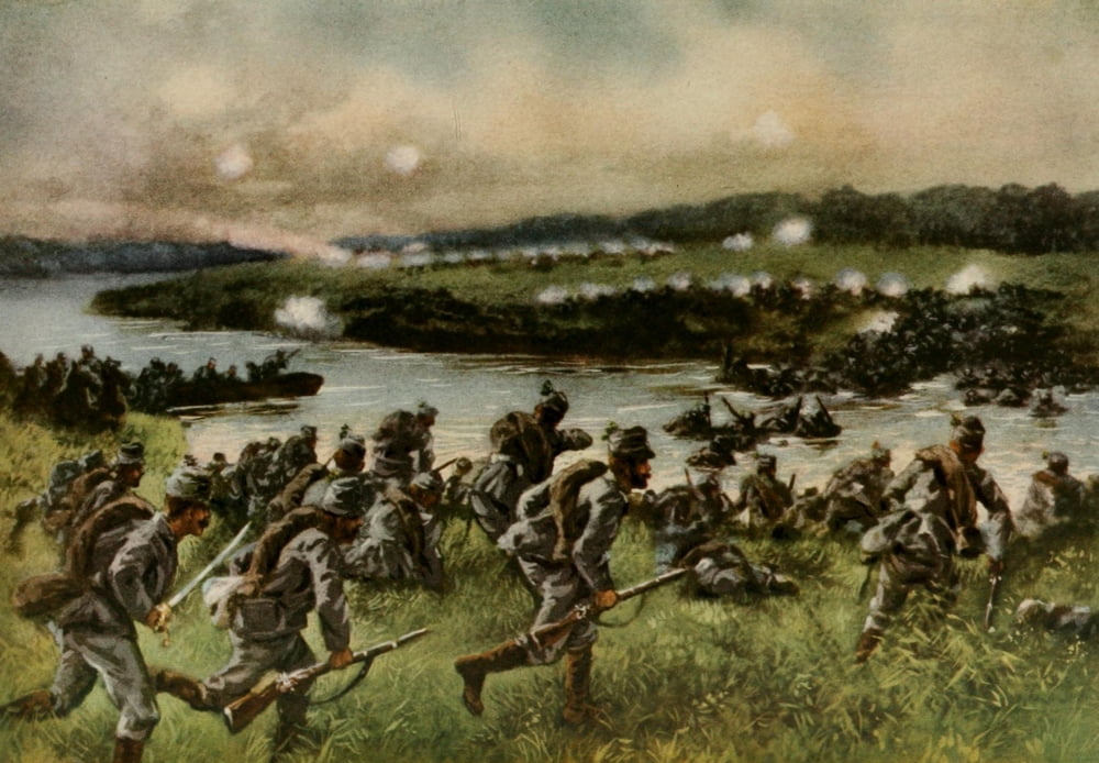 Nations at War 1917 Austrian troops finding river as Russians withdraw Canvas Art - Unknown (18 x 24)