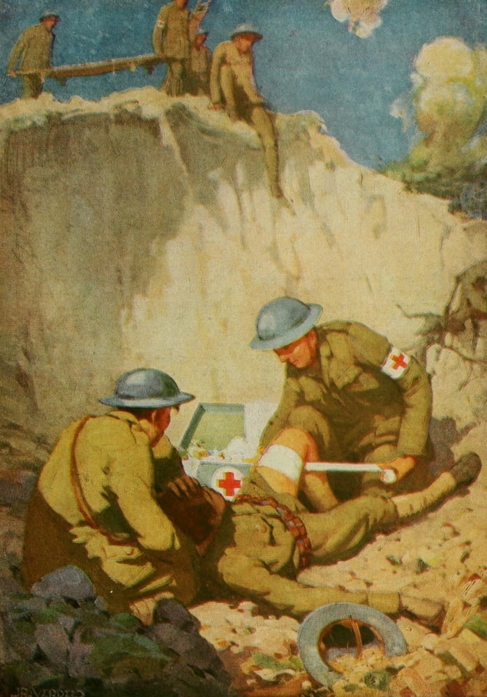 Nations at War 1917 First Aid given by the Red Cross Canvas Art - JP Verrees (18 x 24)
