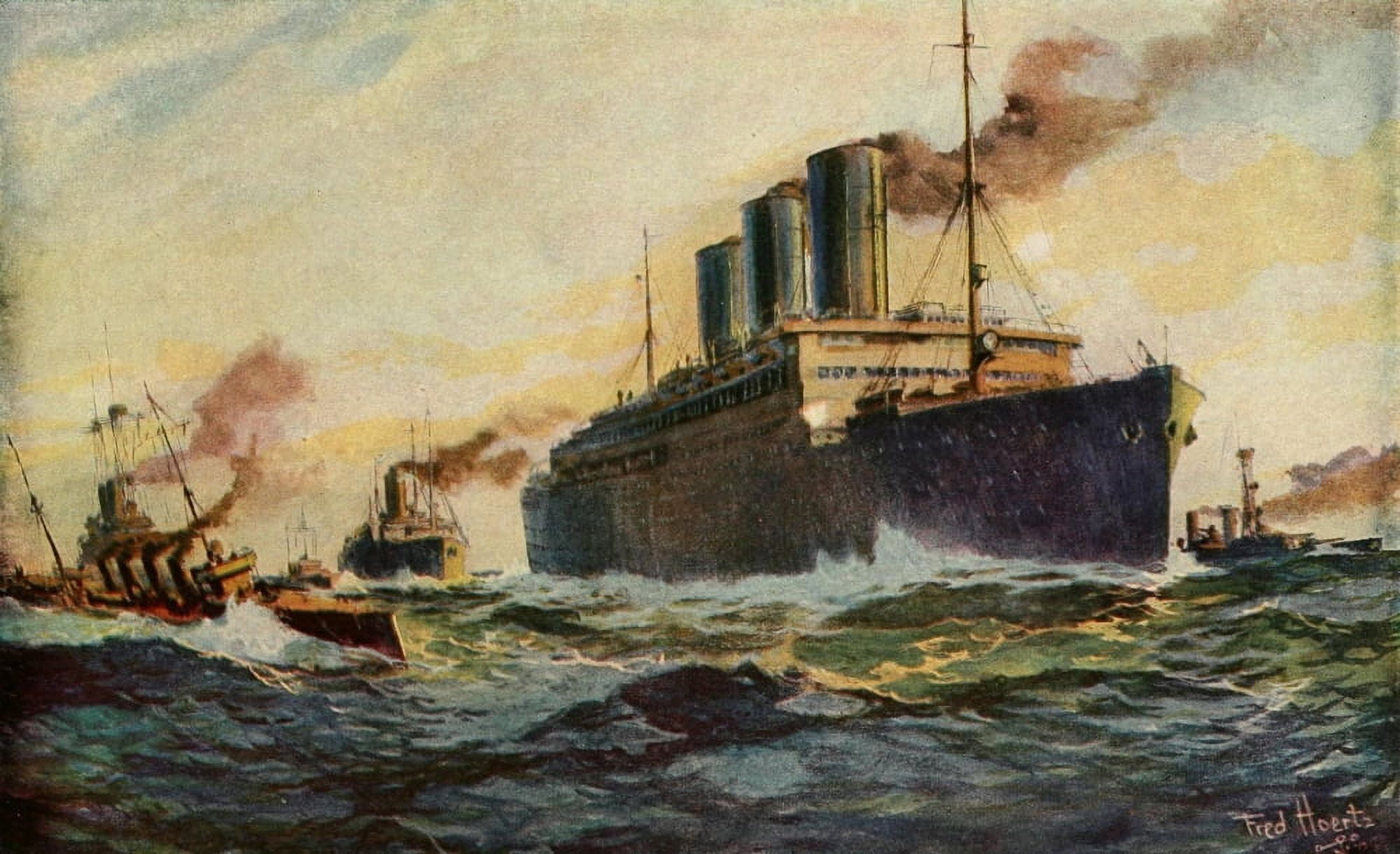 Nations at War 1917 Heavily laden with US Troops Canvas Art - Fred Hoertz (24 x 36)