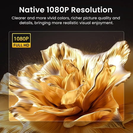 Native 1080P Full HD  Projector with Built-in Speakers for Home & Outdoor Entertainment