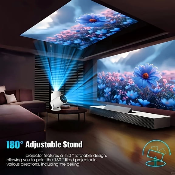 Native 1080P Projector | 4K Supported, Portable with Speaker & Remote, Home & Office Use