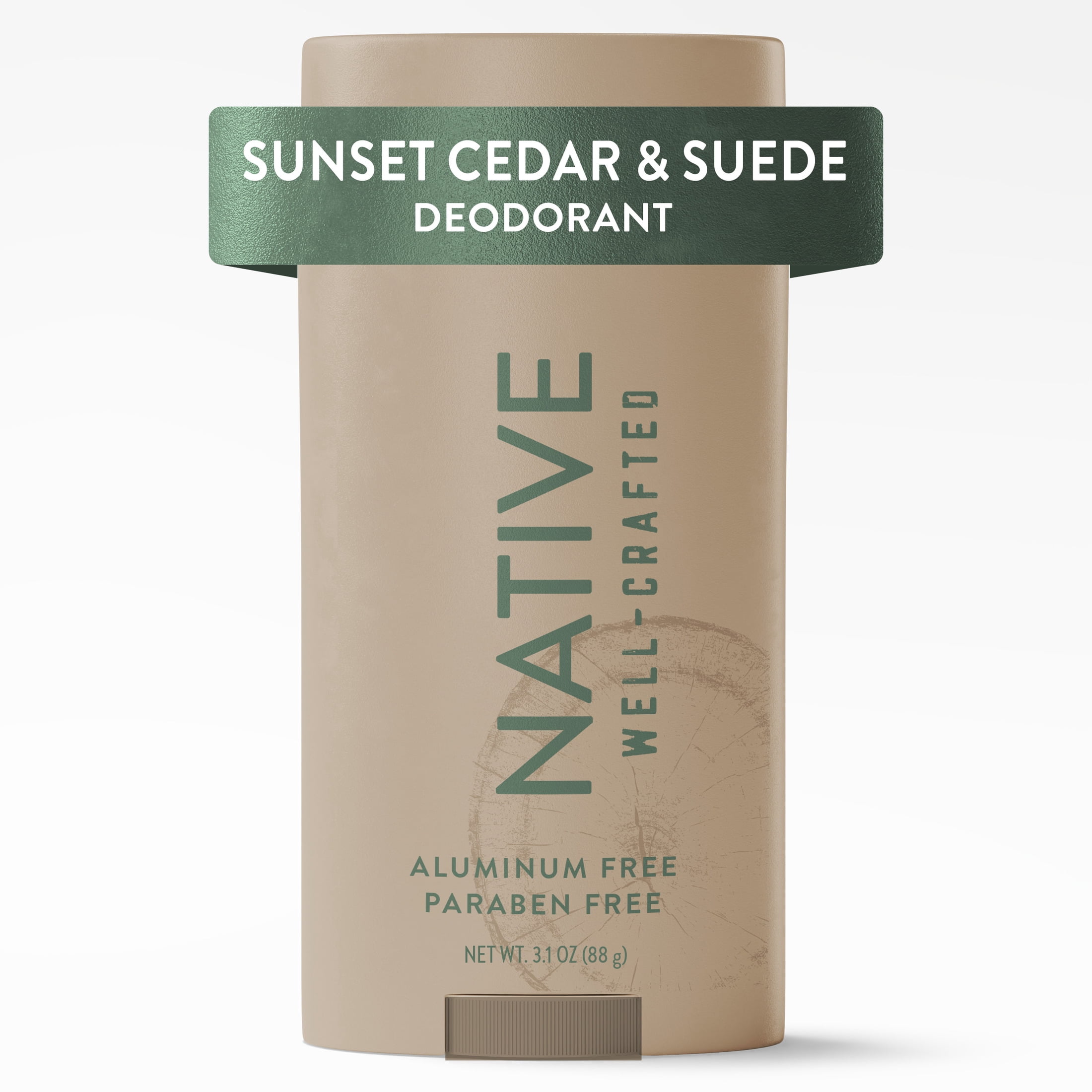 Native Aluminum Free Deodorant for Men, Sunset Cedar & Suede, Well-Crafted, 3.1 oz