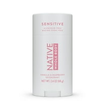Native Aluminum Free Sensitive Whole-Body Deodorant Stick, Vanilla & Raspberry Scent 2.4 oz