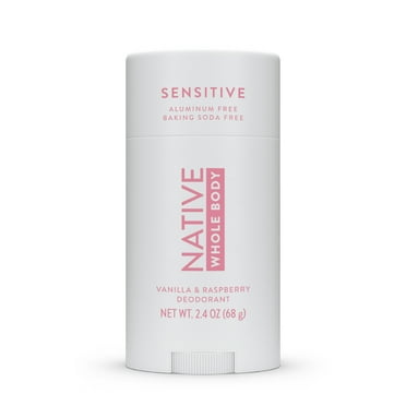 Native Aluminum Free Sensitive Whole-Body Deodorant Stick, Vanilla & Raspberry Scent 2.4 oz