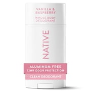 Native Aluminum Free Sensitive Whole-Body Deodorant Stick, Vanilla & Raspberry Scent 2.4 oz
