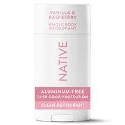 Native Sensitive Whole-Body Deodorant Stick, Aluminum Free, Vanilla & Raspberry Scent 2.4 oz