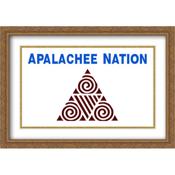 Native American Apalachee Nation 2x Matted 40x28 Large Gold Ornate Framed Art Print by The Flag Art Print Series