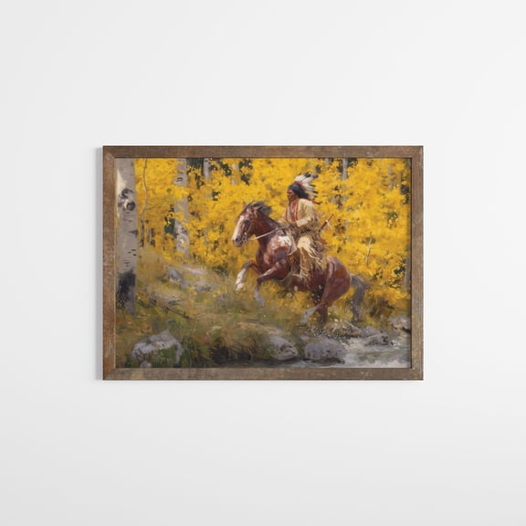 Native American Art Wild West Cowboy Art Print Rustic Western Wall Art Western Cowboy Cabin Decor Historic Wild West Artwork #3230, Unframed Poster Size 24x36