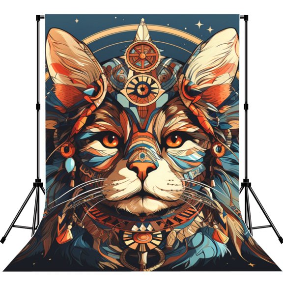 Native American Cat Indian Photography Backdrop 5x7Ft Background for Photo Studio Video Recording Birthday Party Wedding Home Decor