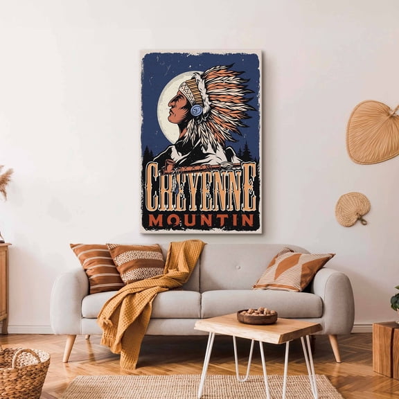Native American Cheyenne Mountain Poster, Historical Wall Decor