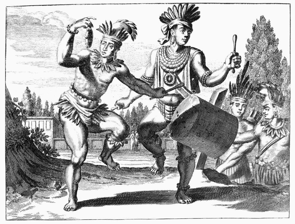 Native American Dance, 18Th Century. /Nnew World Native Americans At A Ceremonial Dance. Line Engraving, American, 18Th Century. Poster Print by  (18 x 24) - image 1 of 1