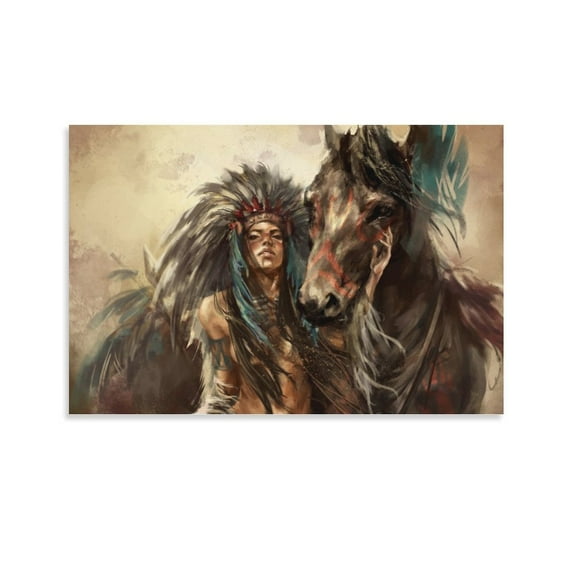 Native American Decor Canvas Art Poster And Wall Art Picture Print Modern Family Bedroom Decor Posters,Unframe-style,12x18inch(30x45cm)