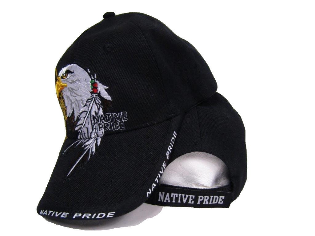 RFCO Native American Eagle Pride Baseball Cap - Adjustable Black Hat With Shadow Design - View #2