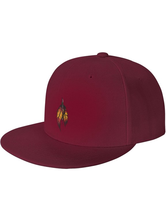 Native American Feather Snapback Hat Flat Bill Visor Adjustable Brim High Top Baseball Cap