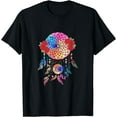 thumbnail image 1 of Native American Gift Idea Flowers Dreamcatcher T-Shirt Black 4X-Large, 1 of 4