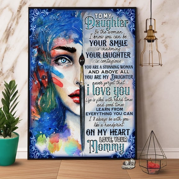 Native American Girl Mommy To Daughter Never Forget That I Love You Poster Matte Wall Art Decor 11 x 17 Inch Poster