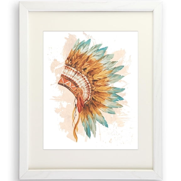 Native American Headdress Décor Wall Art Print - , Office Wall Décor, Kitchen Wall Décor, Unframed Poster Size 8x12