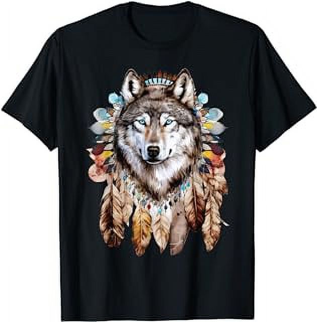 Native American Headpiece Native American Indian wolf T-Shirt - Walmart.com