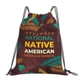 thumbnail image 1 of Native-American Heritage Month Indigenous Pride Drawstring Backpack Sackpack String Bag Cinch Waterproof Bags for Gym Sports Yoga Travel Beach Swimming shopping, 1 of 7