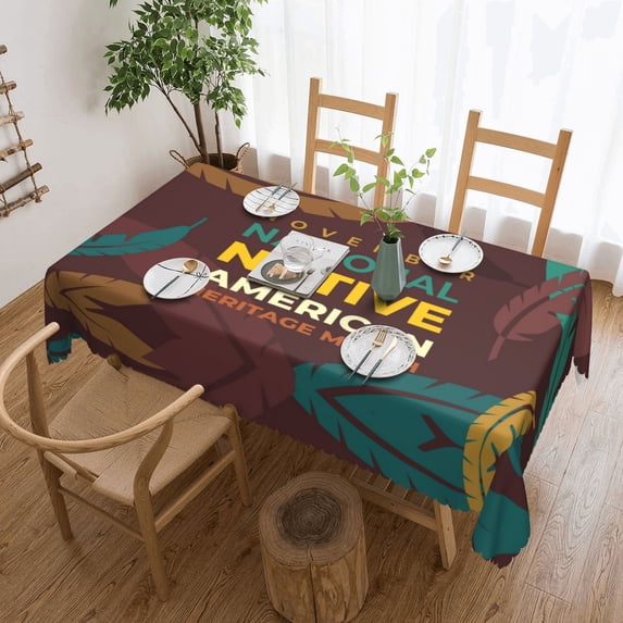 Native-American Heritage Month Indigenous Pride Tablecloth Rectangle Waterproof Spill-Proof Table Cloth Cover For Kitchen Dining Farmhouse Party Wedding Outdoor Picnic Camping 54x72in