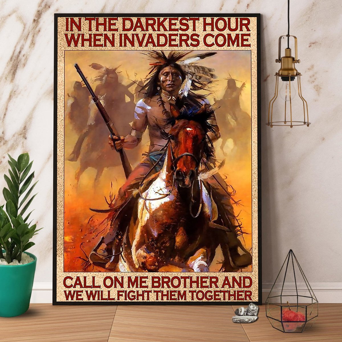 Native American In The Darkest Hour When Invaders Come Paper Poster No ...