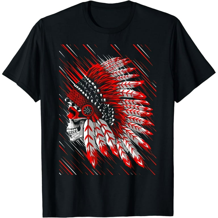 Native American Indian Chief Skull Motorcycle Headdress T Shirt Walmart