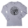 thumbnail image 1 of Native American Indian Iconic Chief Graphic Design Girl's Long Sleeve Grey T-Shirt, 1 of 2