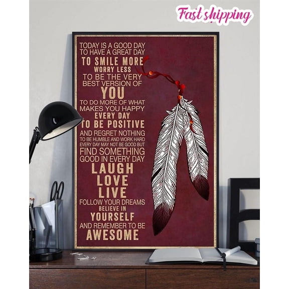 Native American Indians Pride Every Day Laugh Love Live Vintage Home Poster Wall Art Vertical 11 x 17 Inch Poster