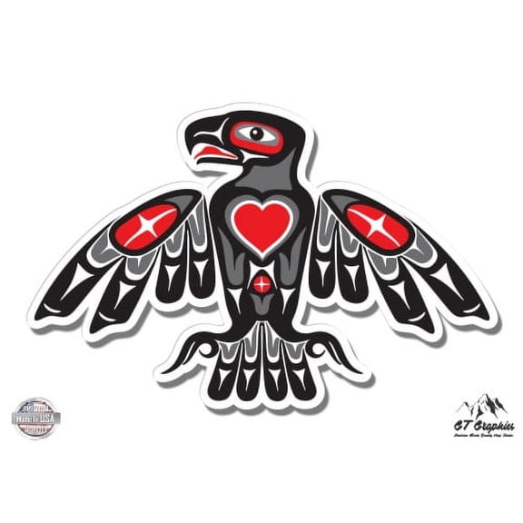 Native American Pacific Northwest Style Tomem Eagle Bird - 5" Vinyl Sticker - For Car Laptop I-Pad - Waterproof Decal
